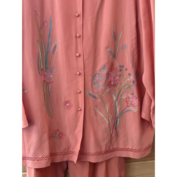 Silk Assets Diane Von Furstenberg 3 Piece Tunic Suit Sz XL 100% Silk Bohemian - Picture 5 of 11